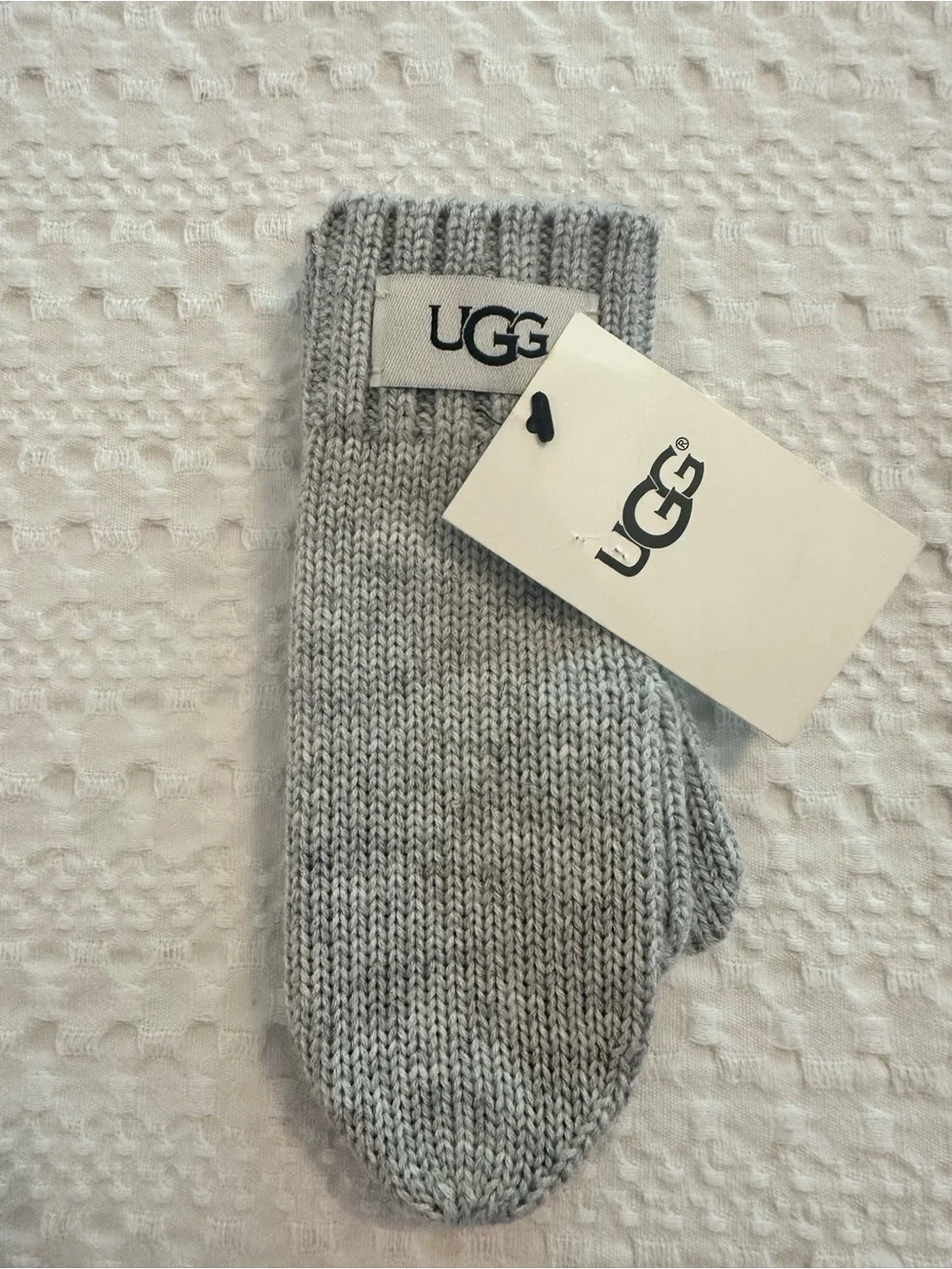 UGG Kids Light Gray Knit Mittens